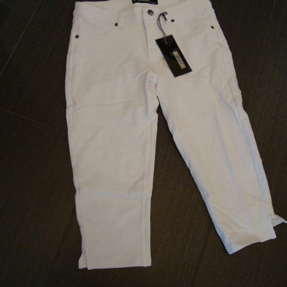 NWT Poplooks Stretch White Capri Jeggings sz L